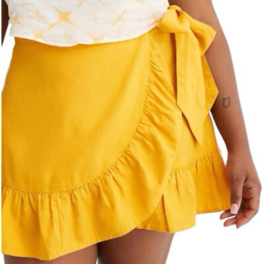 Aerie Sunny Yellow Linen Mini Skirt